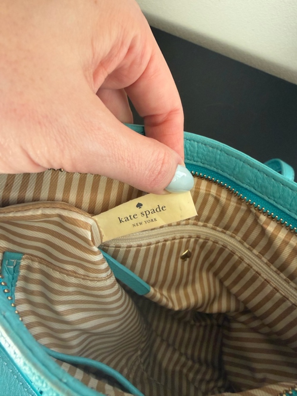 Kate Spade Connie Hill Ellen Grace Teal Blue Leather Crossbody Shoulder Bag - Picture 13 of 14